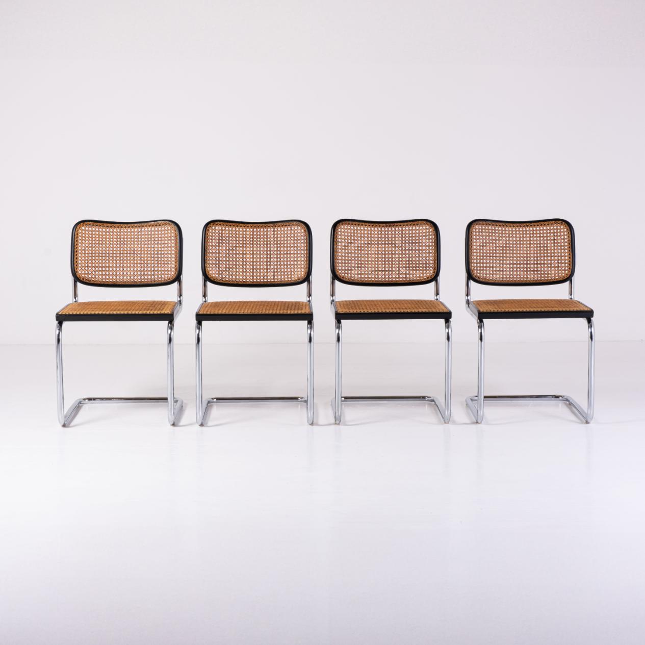 Lot de 4 chaises Cesca Chair de Marcel Breuer – Production Gavina