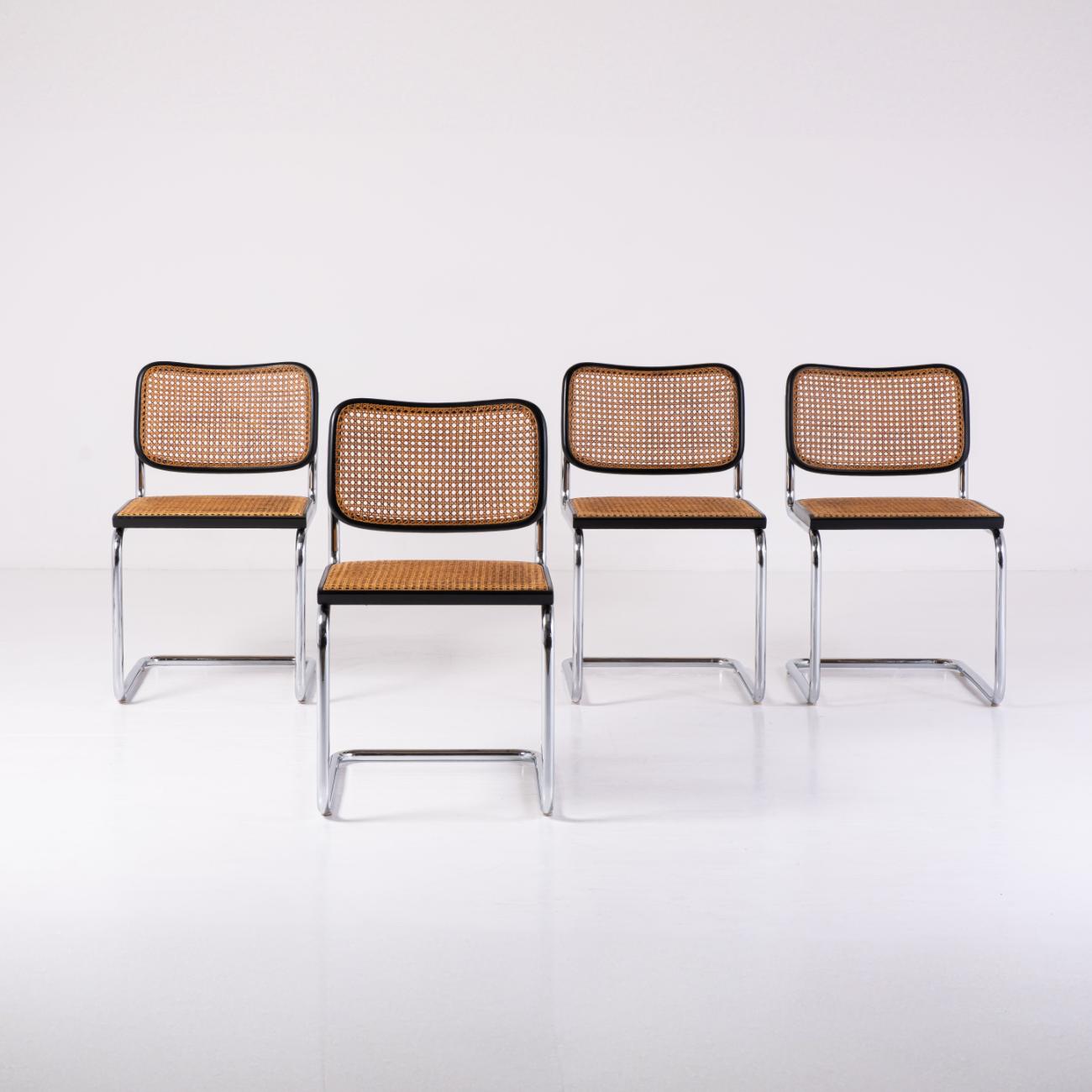 Set of 4 Cesca Chairs by Marcel Breuer – Gavina Production