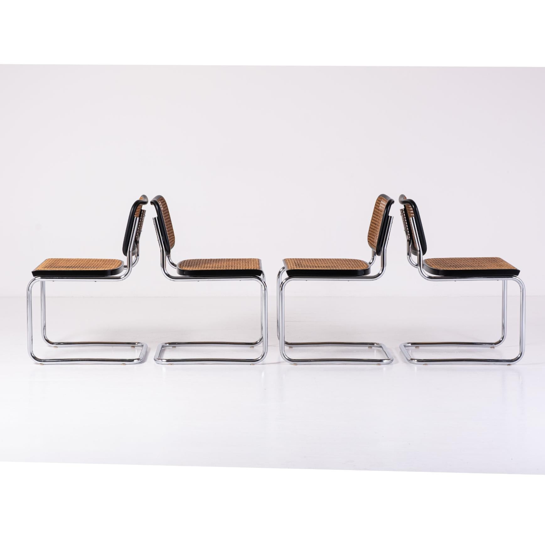 Lot de 4 chaises Cesca Chair de Marcel Breuer – Production Gavina