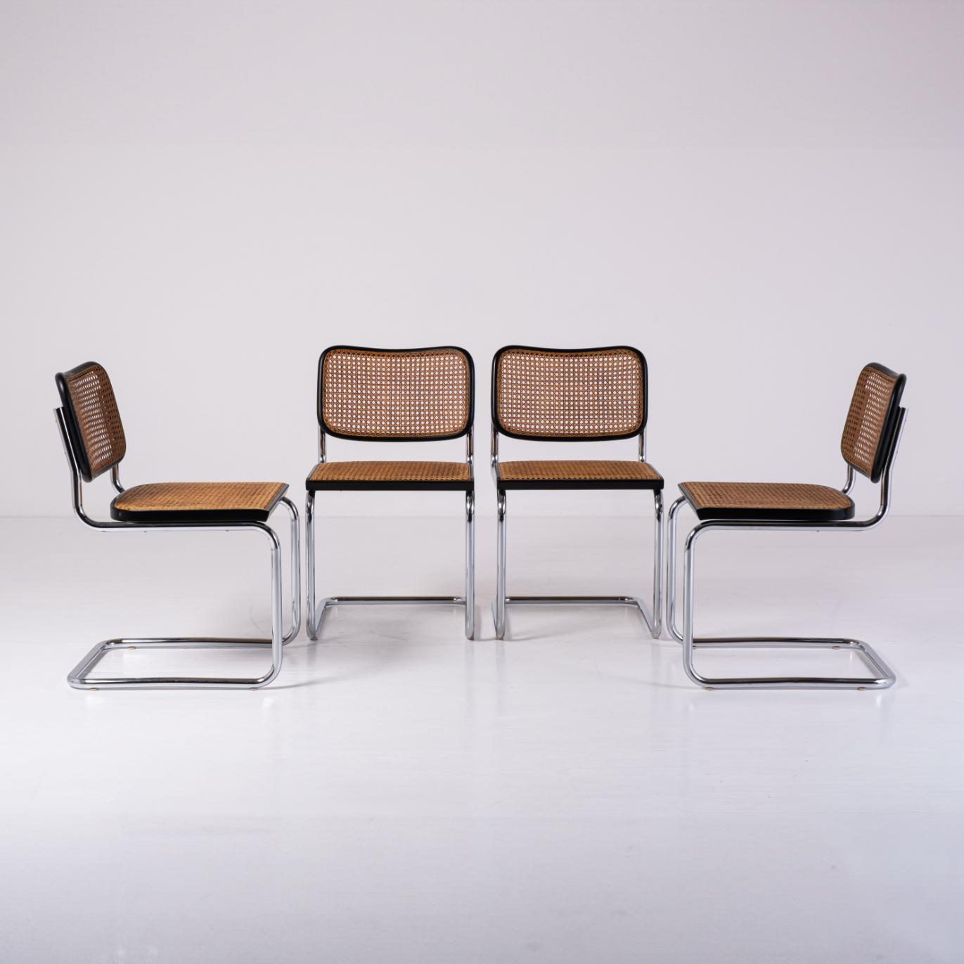 Lot de 4 chaises Cesca Chair de Marcel Breuer – Production Gavina
